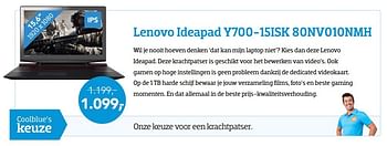Aanbiedingen Lenovo ideapad y700-15isk 80nv010nmh - Lenovo - Geldig van 01/11/2016 tot 20/11/2016 bij Coolblue