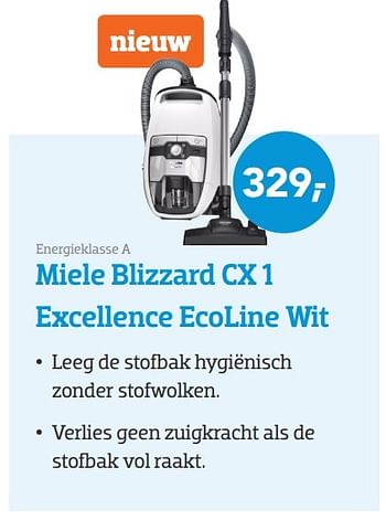 Aanbiedingen Miele blizzard cx 1 excellence ecoline wit - Miele - Geldig van 01/11/2016 tot 20/11/2016 bij Coolblue