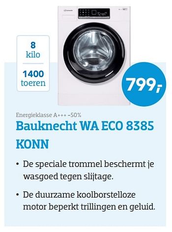 Aanbiedingen Bauknecht wa eco 8385 konn - Bauknecht - Geldig van 01/11/2016 tot 20/11/2016 bij Coolblue