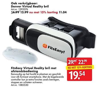 Aanbiedingen Fitseasy virtual reality bril met afstandsbediening - Fitseasy - Geldig van 05/11/2016 tot 20/11/2016 bij Bart Smit