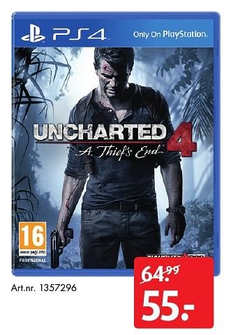 Aanbiedingen Uncharted 4 - Sony Computer Entertainment Europe - Geldig van 05/11/2016 tot 20/11/2016 bij Bart Smit