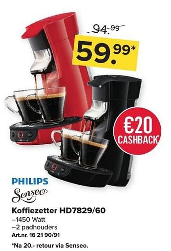 Aanbiedingen Philips koffiezetter hd7829-60 - Philips - Geldig van 06/11/2016 tot 20/11/2016 bij Kijkshop