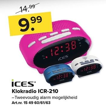 Aanbiedingen Ices klokradio icr-210 - Ices - Geldig van 06/11/2016 tot 20/11/2016 bij Kijkshop