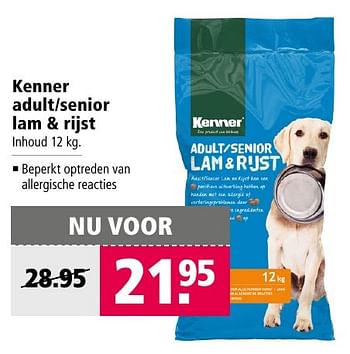 Aanbiedingen Kenner adult-senior lam + rijst - Kenner - Geldig van 07/11/2016 tot 20/11/2016 bij Welkoop