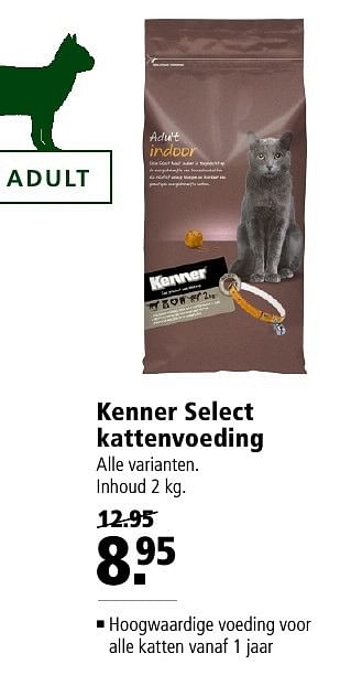 Aanbiedingen Kenner select kattenvoeding - Kenner - Geldig van 07/11/2016 tot 20/11/2016 bij Welkoop