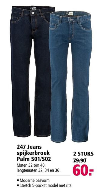 Aanbiedingen 247 jeans spijkerbroek palm s01-s02 - 247 Jeans  - Geldig van 07/11/2016 tot 20/11/2016 bij Welkoop