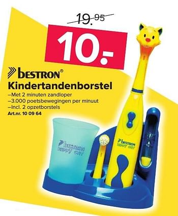 Aanbiedingen Bestron kindertandenborstel - Bestron - Geldig van 06/11/2016 tot 20/11/2016 bij Kijkshop