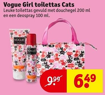 Aanbiedingen Vogue girl toilettas cats - Vogue - Geldig van 08/11/2016 tot 20/11/2016 bij Kruidvat