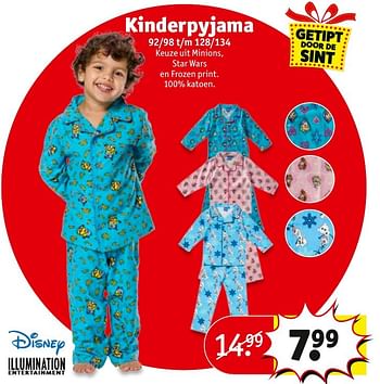 Aanbiedingen Kinderpyjama - Disney - Geldig van 13/11/2016 tot 20/11/2016 bij Kruidvat