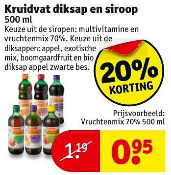 Aanbiedingen Kruidvat diksap en siroop vruchtenmix - Huismerk - Kruidvat - Geldig van 13/11/2016 tot 20/11/2016 bij Kruidvat