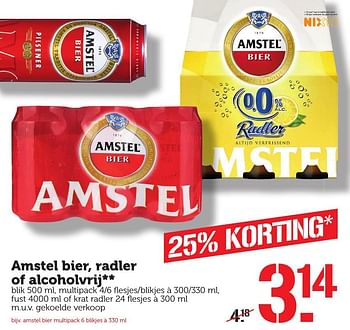 Aanbiedingen Amstel bier, radler of alcoholvrij - Amstel - Geldig van 14/11/2016 tot 20/11/2016 bij Coop