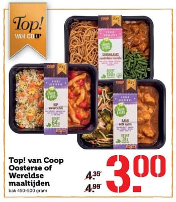 Aanbiedingen Top! van coop oosterse of wereldse maaltijden - Huismerk - Coop - Geldig van 14/11/2016 tot 20/11/2016 bij Coop