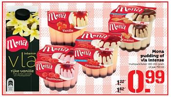 Aanbiedingen Mona pudding of vla intense - Mona - Geldig van 14/11/2016 tot 20/11/2016 bij Coop