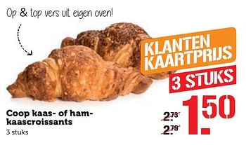 Aanbiedingen Coop kaas of hamkaascroissants - Huismerk - Coop - Geldig van 14/11/2016 tot 20/11/2016 bij Coop