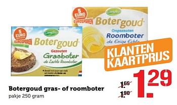 Aanbiedingen Botergoud gras- of roomboter - Campina - Geldig van 14/11/2016 tot 20/11/2016 bij Coop