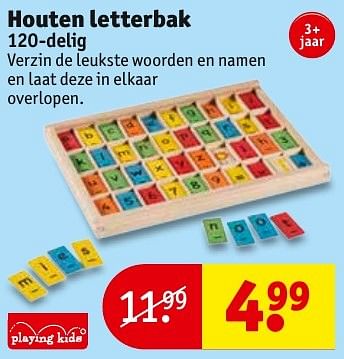 Aanbiedingen Houten letterbak - Playing Kids - Geldig van 13/11/2016 tot 20/11/2016 bij Kruidvat