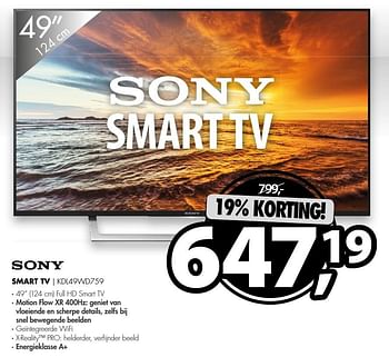 Aanbiedingen Sony smart tv kdl49wd759 - Sony - Geldig van 14/11/2016 tot 20/11/2016 bij Expert