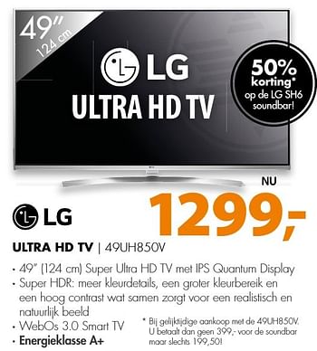 Aanbiedingen Lg ultra hd tv 49uh850v - LG - Geldig van 14/11/2016 tot 20/11/2016 bij Expert