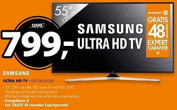 Aanbiedingen Samsung ultra hd tv ue55ku6020 - Samsung - Geldig van 14/11/2016 tot 20/11/2016 bij Expert