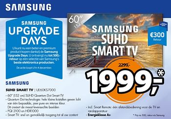 Aanbiedingen Samsung suhd smart tv ue60ks7000 - Samsung - Geldig van 14/11/2016 tot 20/11/2016 bij Expert