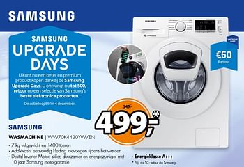 Aanbiedingen Samsung wasmachine ww70k4420yw-en - Samsung - Geldig van 14/11/2016 tot 20/11/2016 bij Expert