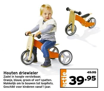 Aanbiedingen Houten driewieler - Huismerk - Gamma - Geldig van 14/11/2016 tot 20/11/2016 bij Gamma