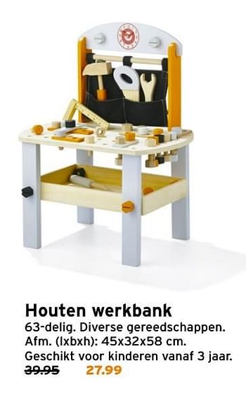 Aanbiedingen Houten werkbank - Huismerk - Gamma - Geldig van 14/11/2016 tot 20/11/2016 bij Gamma
