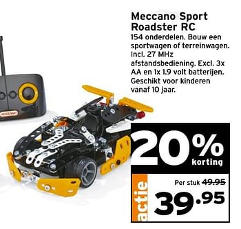 Aanbiedingen Meccano sport roadster rc - Meccano - Geldig van 14/11/2016 tot 20/11/2016 bij Gamma