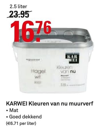 Aanbiedingen Karwei kleuren van nu muurverf - Huismerk Karwei - Geldig van 14/11/2016 tot 20/11/2016 bij Karwei