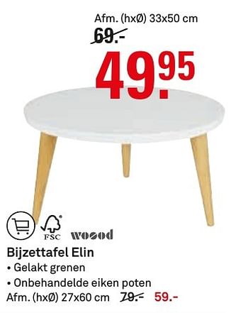 Aanbiedingen Bijzettafel elin - Woood - Geldig van 14/11/2016 tot 20/11/2016 bij Karwei