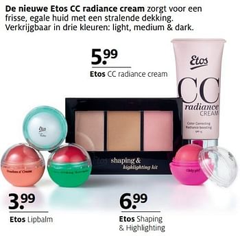 Aanbiedingen Etos cc radiance cream - Huismerk - Etos - Geldig van 06/11/2016 tot 20/11/2016 bij Etos