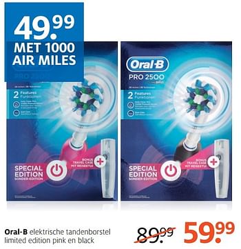 Aanbiedingen Oral-b elektrische tandenborstel limited edition pink en black - Oral-B - Geldig van 06/11/2016 tot 20/11/2016 bij Etos