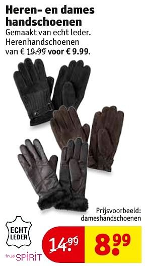 Aanbiedingen Heren- en dames handschoenen dameshandschoenen - True Spirit - Geldig van 08/11/2016 tot 20/11/2016 bij Kruidvat
