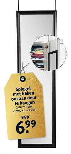 Aanbiedingen Spiegel met haken om aan deur te hangen - Huismerk - Xenos - Geldig van 06/11/2016 tot 20/11/2016 bij Xenos