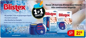 Aanbiedingen Med plus stick - Blistex - Geldig van 08/11/2016 tot 20/11/2016 bij Kruidvat