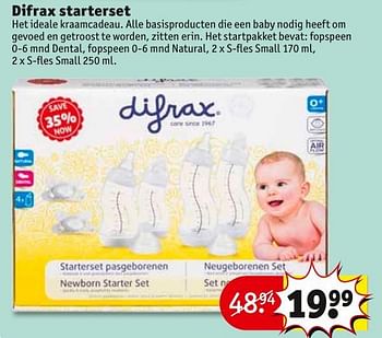 Aanbiedingen Difrax starterset - Difrax - Geldig van 08/11/2016 tot 20/11/2016 bij Kruidvat