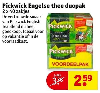 Aanbiedingen Pickwick engelse thee duopak - Pickwick - Geldig van 08/11/2016 tot 20/11/2016 bij Kruidvat