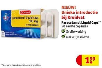 Aanbiedingen Paracetamol liquid caps - Huismerk - Kruidvat - Geldig van 08/11/2016 tot 20/11/2016 bij Kruidvat