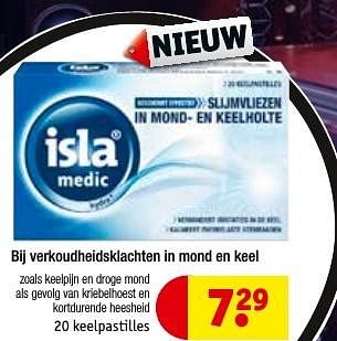 Aanbiedingen Verkoudheidsklachten in mond en keel - Isla - Geldig van 08/11/2016 tot 20/11/2016 bij Kruidvat