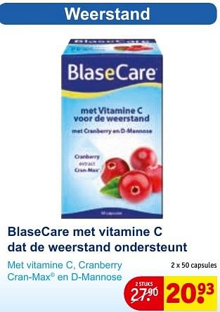 Aanbiedingen Weerstand blasecare met vitamine c - BlaseCare - Geldig van 08/11/2016 tot 20/11/2016 bij Kruidvat