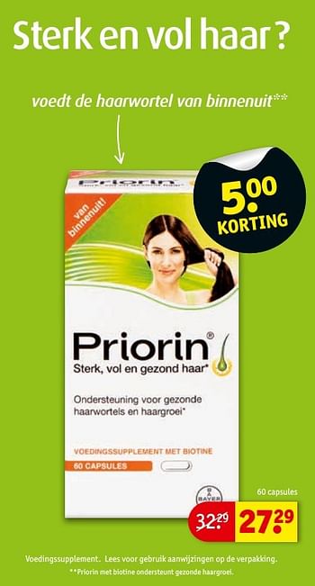 Aanbiedingen Priorin met biotine ondersteunt gezonde haargroei - Priorin - Geldig van 08/11/2016 tot 20/11/2016 bij Kruidvat