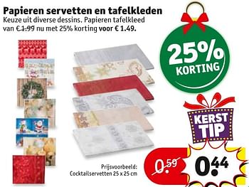 Aanbiedingen Papieren servetten en tafelkleden cocktailservetten - Huismerk - Kruidvat - Geldig van 08/11/2016 tot 20/11/2016 bij Kruidvat