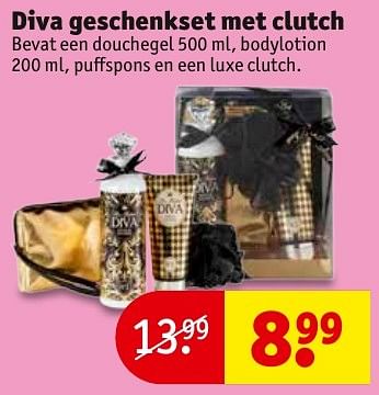 Aanbiedingen Diva geschenkset met clutch - Diva - Geldig van 13/11/2016 tot 20/11/2016 bij Kruidvat