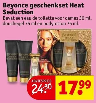 Aanbiedingen Beyonce geschenkset heat seduction - Beyoncé Heat - Geldig van 13/11/2016 tot 20/11/2016 bij Kruidvat