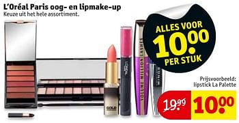 Aanbiedingen Lipstick la palette - L'Oreal Paris - Geldig van 13/11/2016 tot 20/11/2016 bij Kruidvat