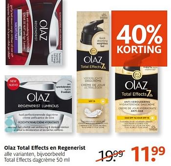 Aanbiedingen Olaz total effects dagcrème - Olaz - Geldig van 14/11/2016 tot 20/11/2016 bij Etos