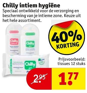 Aanbiedingen Chilly intiem hygiëne tissues - Chilly - Geldig van 13/11/2016 tot 20/11/2016 bij Kruidvat