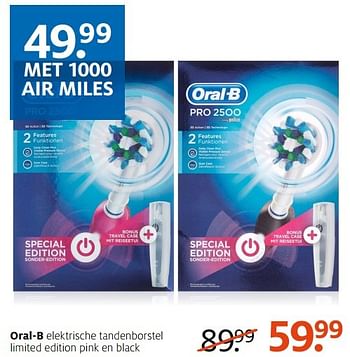 Aanbiedingen Oral-b elektrische tandenborstel limited edition pink en black - Oral-B - Geldig van 14/11/2016 tot 20/11/2016 bij Etos