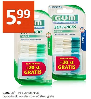 Aanbiedingen Gum soft picks voordeelpak, regular - GUM - Geldig van 14/11/2016 tot 20/11/2016 bij Etos