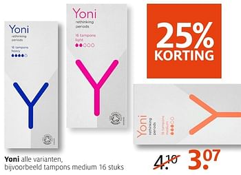 Aanbiedingen Yoni tampons medium - Huismerk - Etos - Geldig van 14/11/2016 tot 20/11/2016 bij Etos